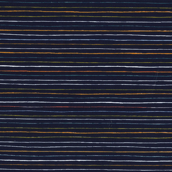 Craft Cotton - Multi Stripes on Navy - 150cm / 59"