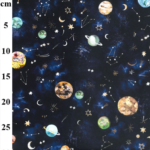 Craft Cotton Print - Planets on Navy - 140cm/55"