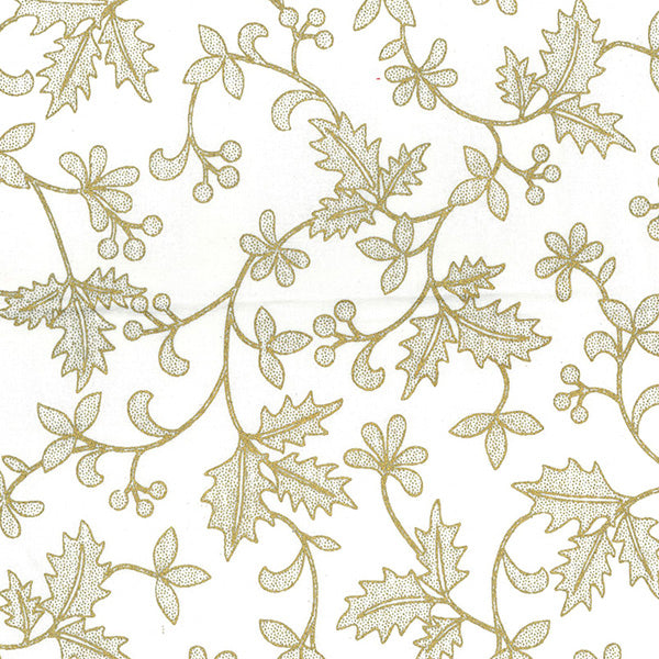 Craft Cotton Print - Gold Holly on Cream - 140cm/54"