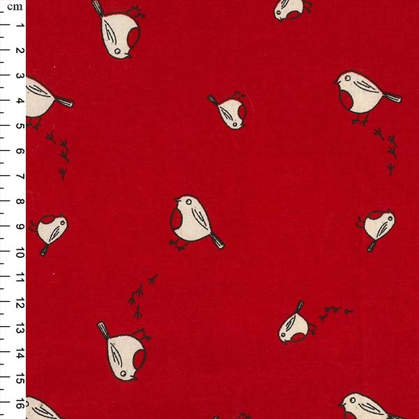 Craft Cotton Print - Christmas Birds on Red - Designed by "John Louden" - 110cm/44"