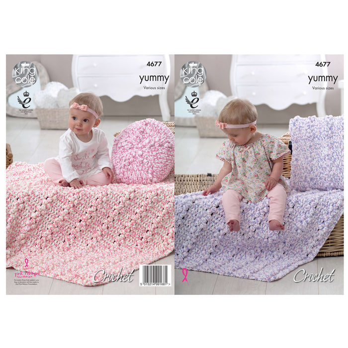 King Cole - Crochet Pattern #4677 Cushions & Blankets in Yummy Chunky