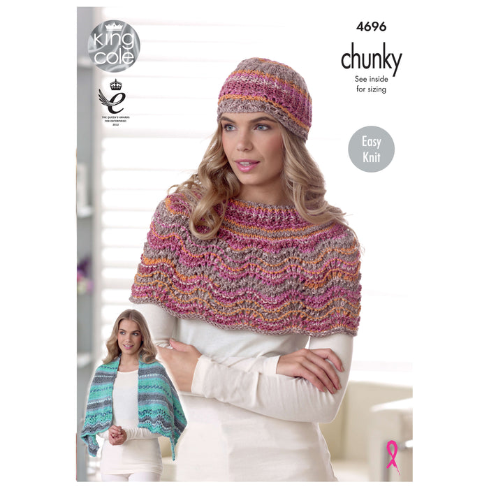 King Cole - Knitting Pattern #4696 - Shawl/Blanket, Oblong Shawl & Shoulder Wrap in Drifter Chunky