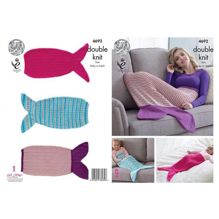 King Cole - Knitting Pattern #4692 Mermaid Blankets in Drifter & Glitz DK