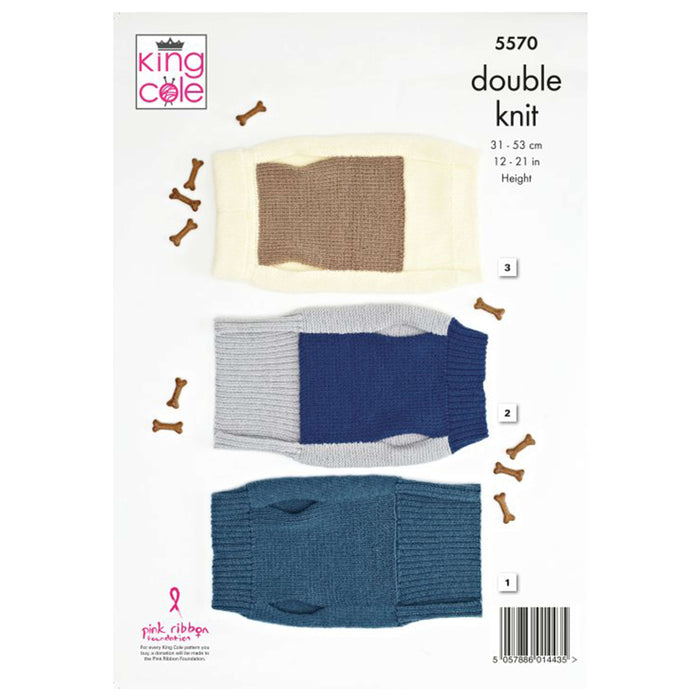 King Cole - Knitting Pattern #5570 - Dog Coats in Pricewise DK