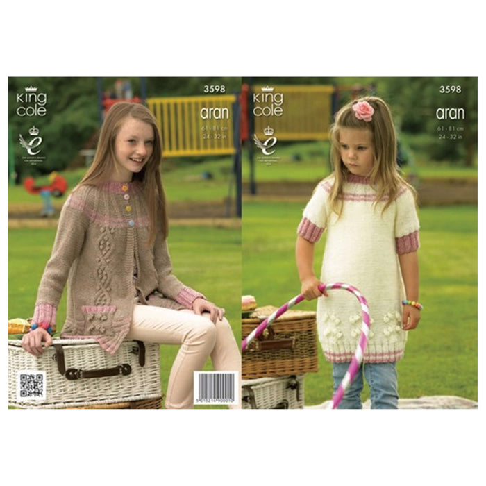 King Cole - Knitting Pattern #3598- Dress & Cardigan in Big Value Aran