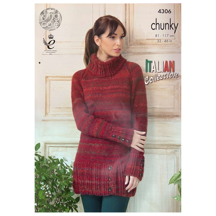 King Cole - Venice Chunky 4306 - (Ladies Chunky) Sweater Dress & Waistcoat - 2 designs - 81/117cm 32/46in