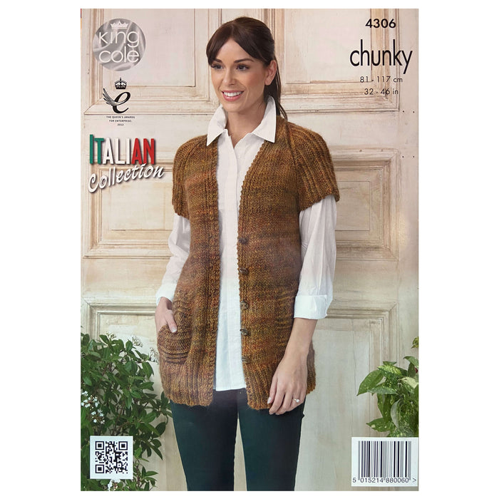 King Cole - Venice Chunky 4306 - (Ladies Chunky) Sweater Dress & Waistcoat - 2 designs - 81/117cm 32/46in