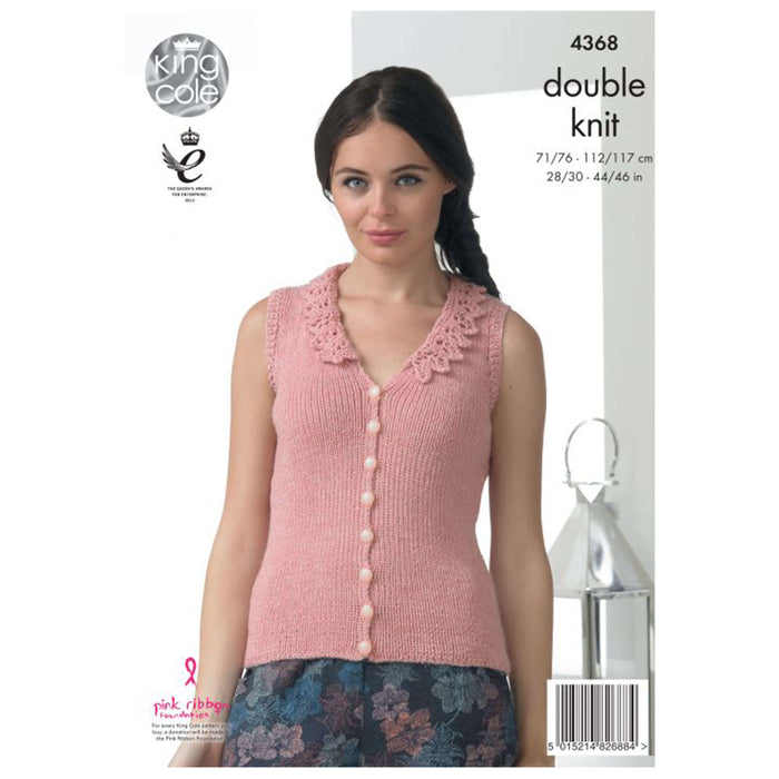 King Cole - Knitting Pattern #4368 - Waistcoat & Cardigan in Baby Alpaca DK