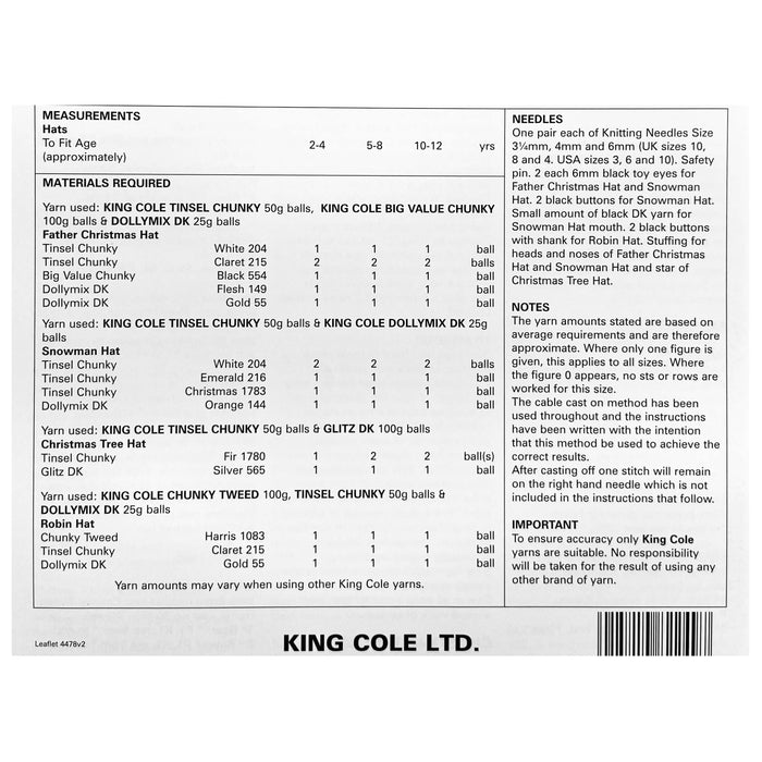King Cole - Knitting Pattern #4478- Sweater in Life DK