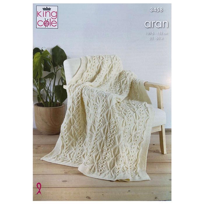 King Cole - Knitting Pattern #3458 Throw in Aran