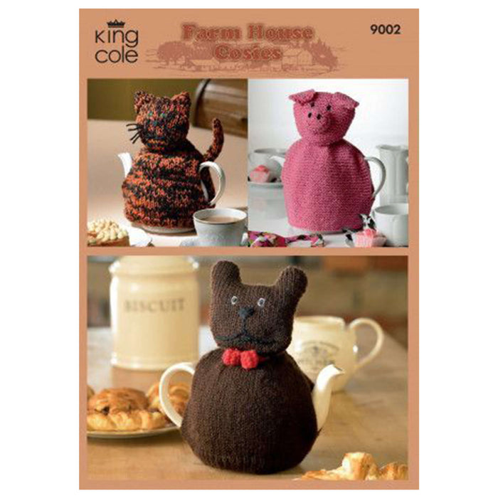 King Cole - Knitting Pattern #9002 Farm House Tea Cosies in Merino Blend DK