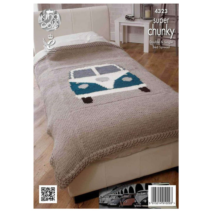 King Cole - Knitting Pattern #4323 Camper Van Bed Throws in Big Value Super Chunky