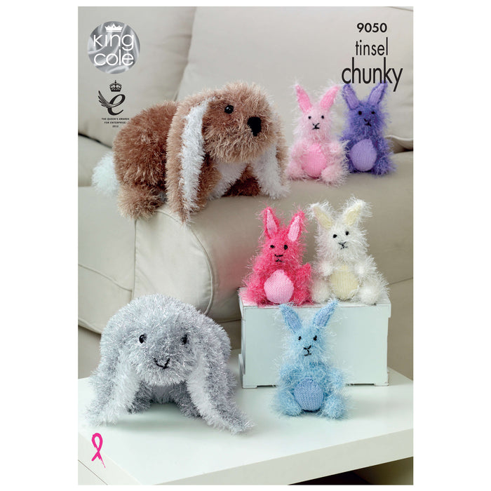 King Cole - Knitting Pattern #9050 - Rabbits in Tinsel Chunky & DK yarn