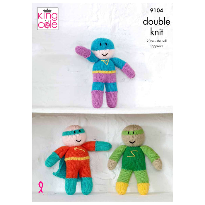 King Cole - Knitting Pattern #9104 - Superheroes in Big Vakue DK