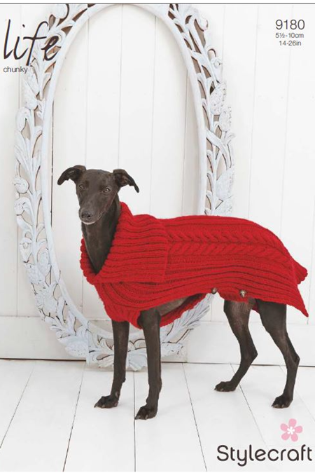 Stylecraft - Knitting Pattern #9180 - Cable Dog Coat in Life Chunky