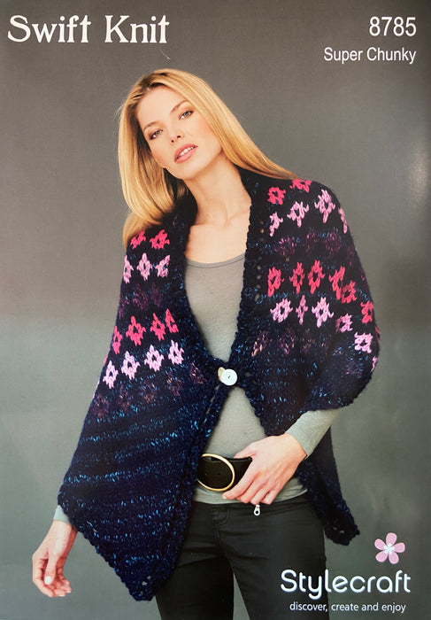 Stylecraft - Swift Knit 8785 - (ladies Super Chunky) Russian Shawls - 2 designs