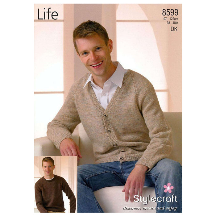 Stylecraft - Knitting Pattern #8599 - Sweater & Cardigan in Life DK